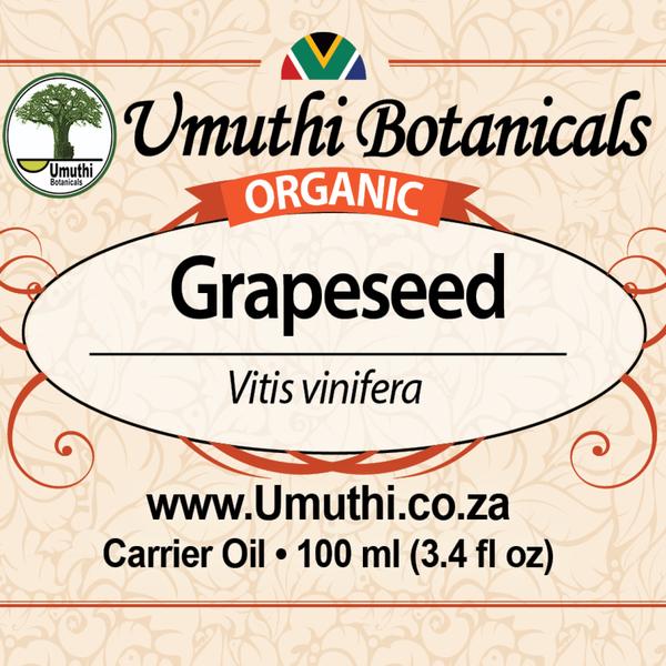 Organic grapeseed vitis vinifera 100ml label