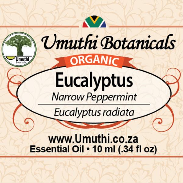 ORGANIC EUCALYPTUS Narrow Peppermint 10 ml labe;