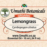 Organic lemongrass cymbopogon citratus 10ml label