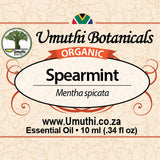 Organic spearmint mentha spicata 10ml label