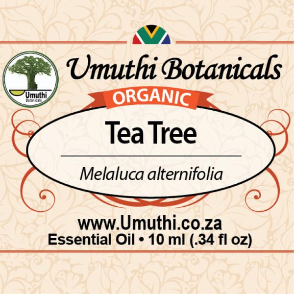 Organic tea tree melaluca alternifolia 10ml label